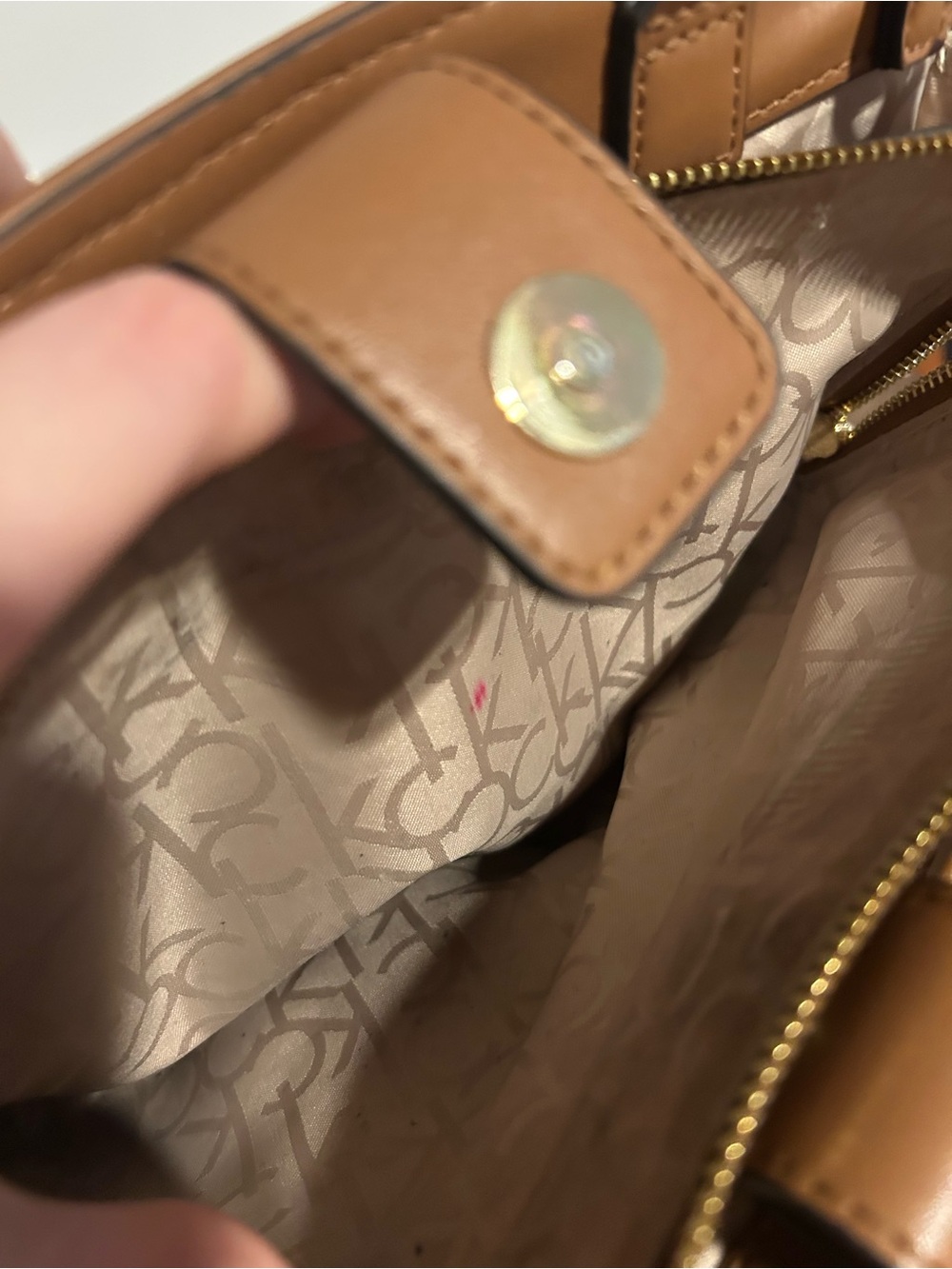 Calvin Klein Cream Satchel with Tan Trim and Logo - Picture 12 of 12